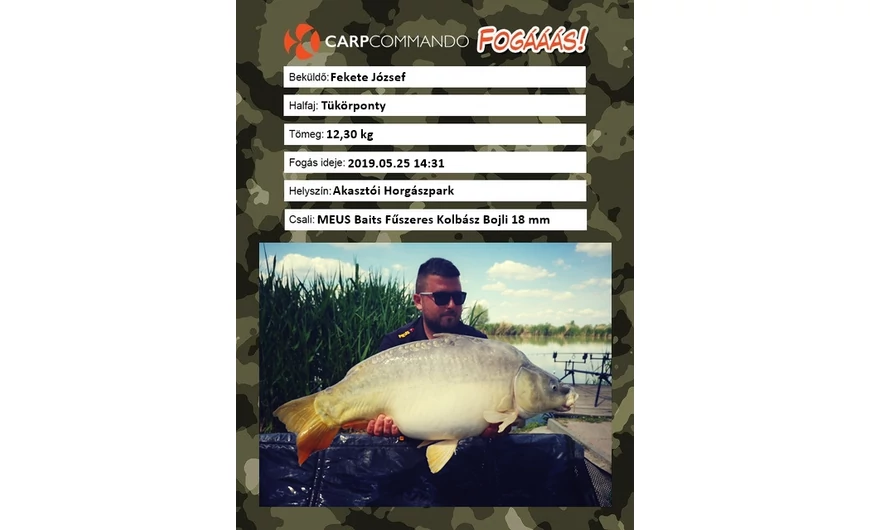 Fekete József, 12,30 kg - Akasztói Horgászpark