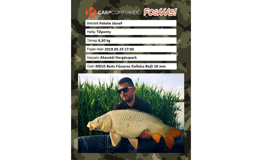 Fekete Jozsef, Tőponty, 6,3kg, Akasztói Horgászpark,