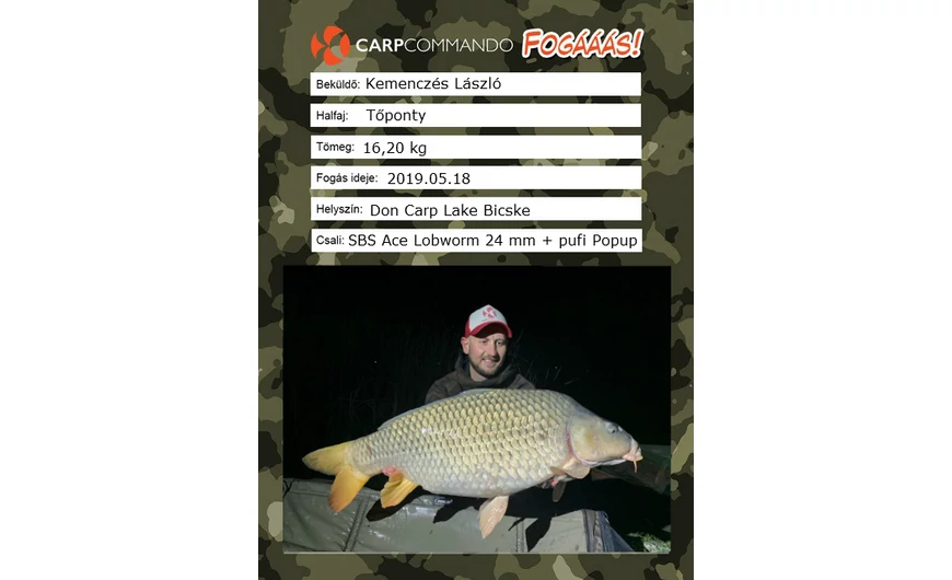 Kemenczés László - 16,40 kg - Don Carp Lake