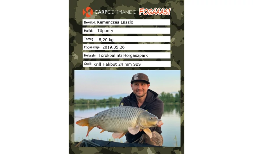 Kemenczés László - 8,20 kg - Törökbálinti Horgászpark